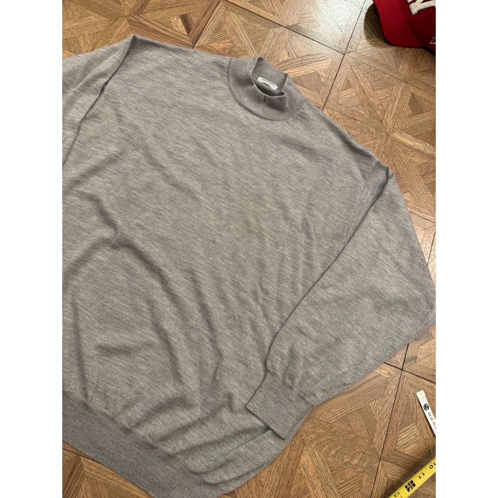 Gran Sasso Mens Grey Wool Cashmere Silk Mock Neck Sweater Made in Italy Size XXL